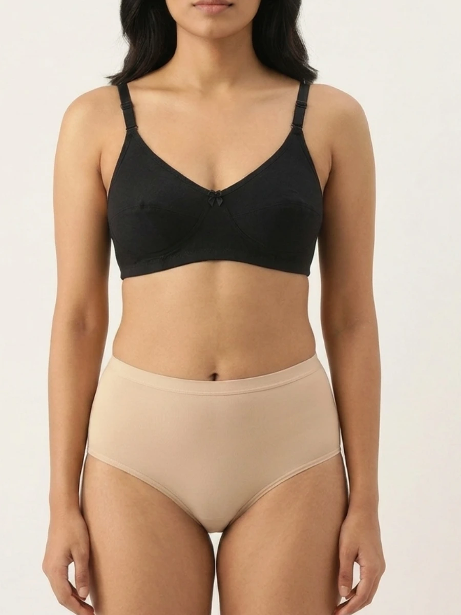 Premium Women’s Full Coverage Cotton Comfort Bra – Elegant Black